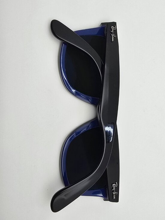 Ray-Ban RB2140 1112/58 Wayfarer Black on Blue Text Polarized G-15 Sunglasses - Picture 11 of 16